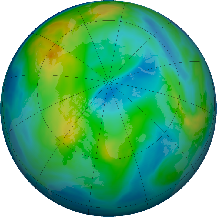 Arctic ozone map for 21 November 2005